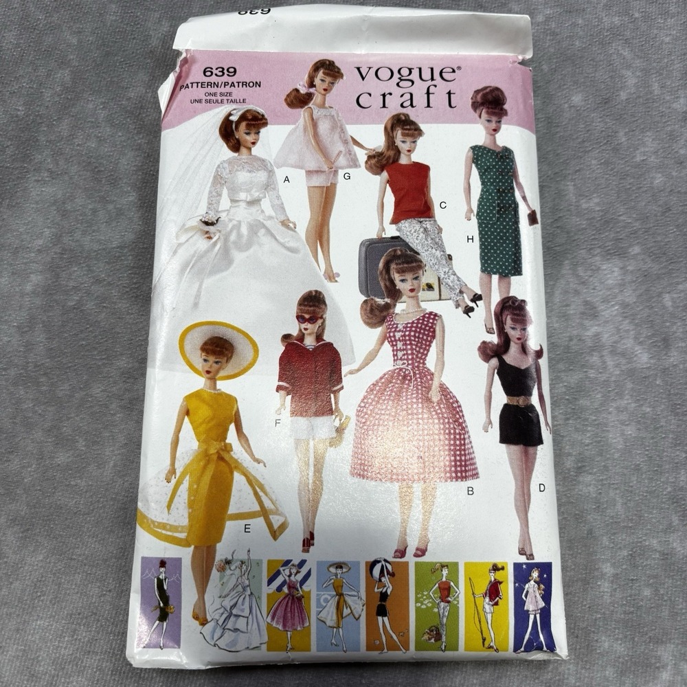 Vintage Vogue Craft 639 Pattern for 11.5" Dolls (Barbie) Retro 50s & 60s SemiCut